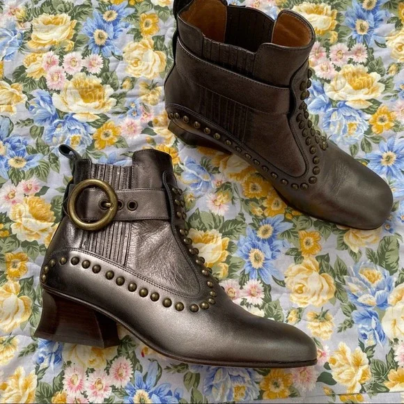 Coach Chelsea Heeled Boot Metallic Smog Size 5.5 - Picture 4 of 13